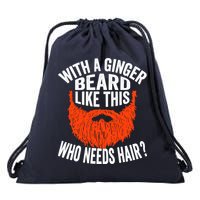 Bearded Bald Man Ginger Beard Funny Sarcastic Saying Drawstring Bag
