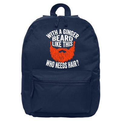 Bearded Bald Man Ginger Beard Funny Sarcastic Saying 16 in Basic Backpack