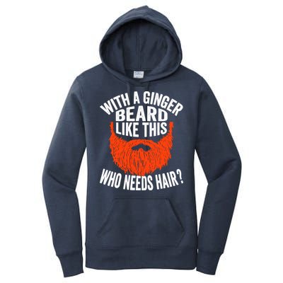 Bearded Bald Man Ginger Beard Funny Sarcastic Saying Women's Pullover Hoodie