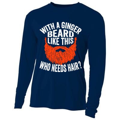Bearded Bald Man Ginger Beard Funny Sarcastic Saying Cooling Performance Long Sleeve Crew