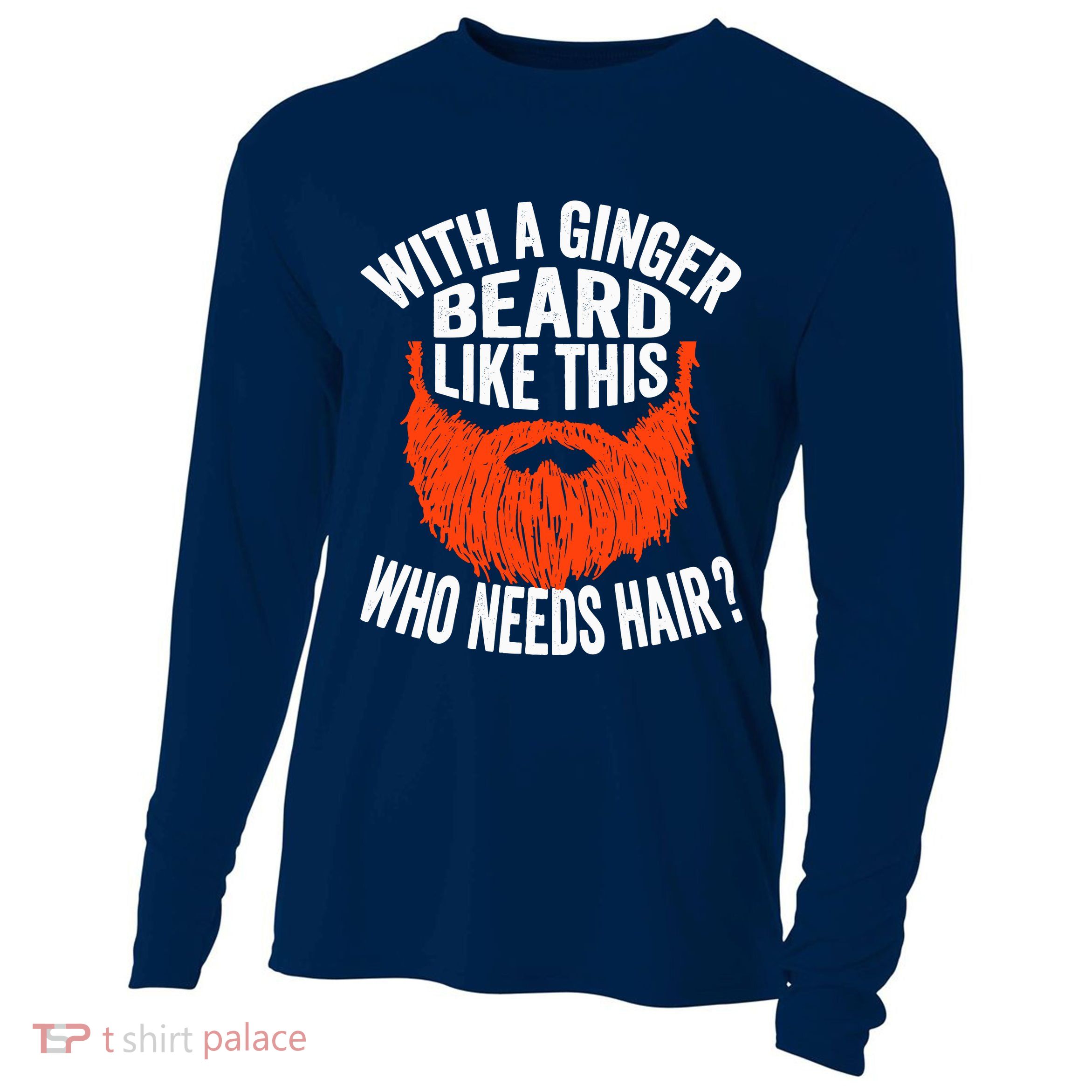 Bearded Bald Man Ginger Beard Funny Sarcastic Saying Cooling Performance Long Sleeve Crew