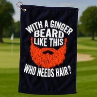 Bearded Bald Man Ginger Beard Funny Sarcastic Saying Golf Towel