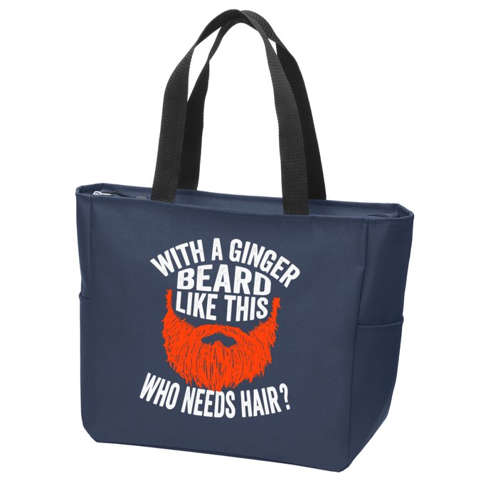 Bearded Bald Man Ginger Beard Funny Sarcastic Saying Zip Tote Bag