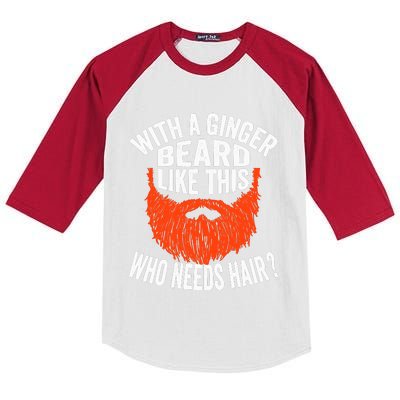 Bearded Bald Man Ginger Beard Funny Sarcastic Saying Kids Colorblock Raglan Jersey