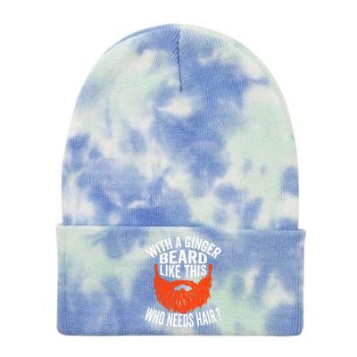 Bearded Bald Man Ginger Beard Funny Sarcastic Saying Tie Dye 12in Knit Beanie