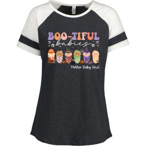 Bootiful Babies Mother Baby Unit Spooky Halloween Enza Ladies Jersey Colorblock Tee