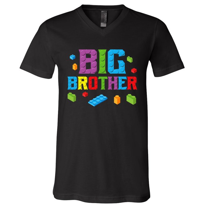 Big Brother Master Builder Building Bricks Blocks Family Set V-Neck T-Shirt