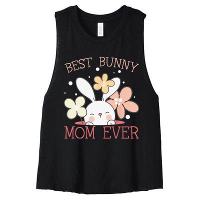 Best Bunny Mom Ever Rabbit Lover Mothers Day Mommy Women's Racerback Cropped Tank