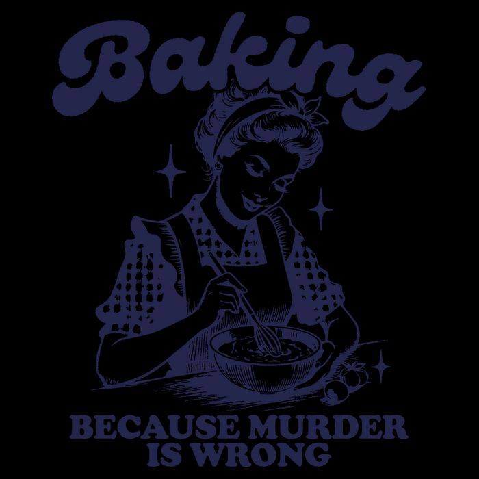 Baking Because Murder Is Wrong Drawstring Bag