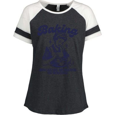 Baking Because Murder Is Wrong Enza Ladies Jersey Colorblock Tee