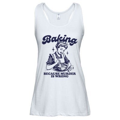 Baking Because Murder Is Wrong Ladies Essential Flowy Tank