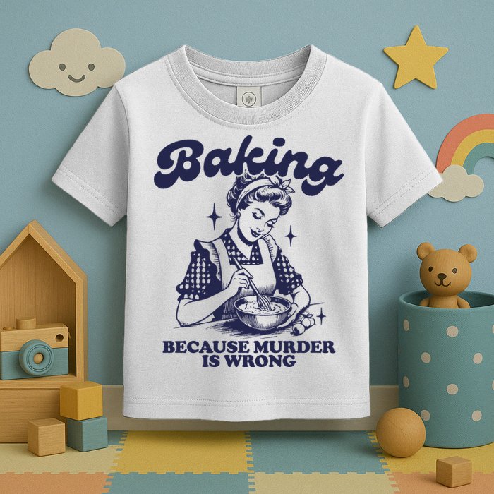 Baking Because Murder Is Wrong Toddler T-Shirt
