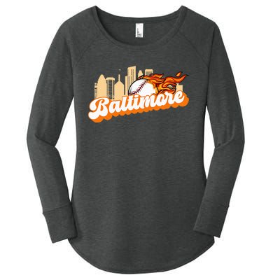 Baltimore Baseball Minimal City Skyline Women's Perfect Tri Tunic Long Sleeve Shirt