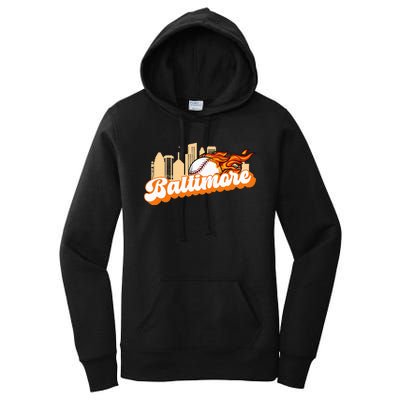 Baltimore Baseball Minimal City Skyline Women's Pullover Hoodie