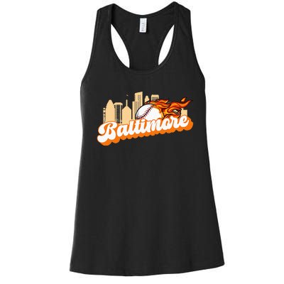 Baltimore Baseball Minimal City Skyline Women's Racerback Tank