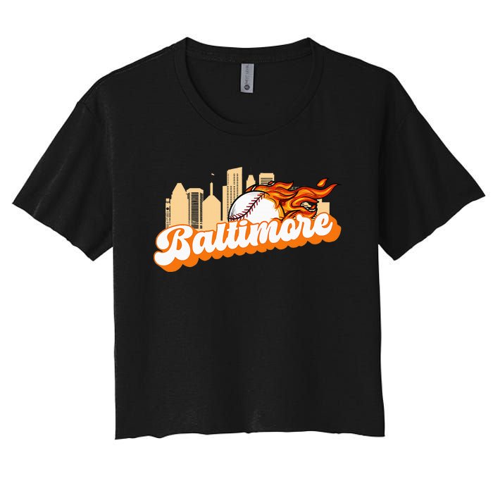 Baltimore Baseball Minimal City Skyline Women's Crop Top Tee