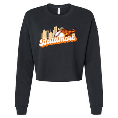 Baltimore Baseball Minimal City Skyline Cropped Pullover Crew