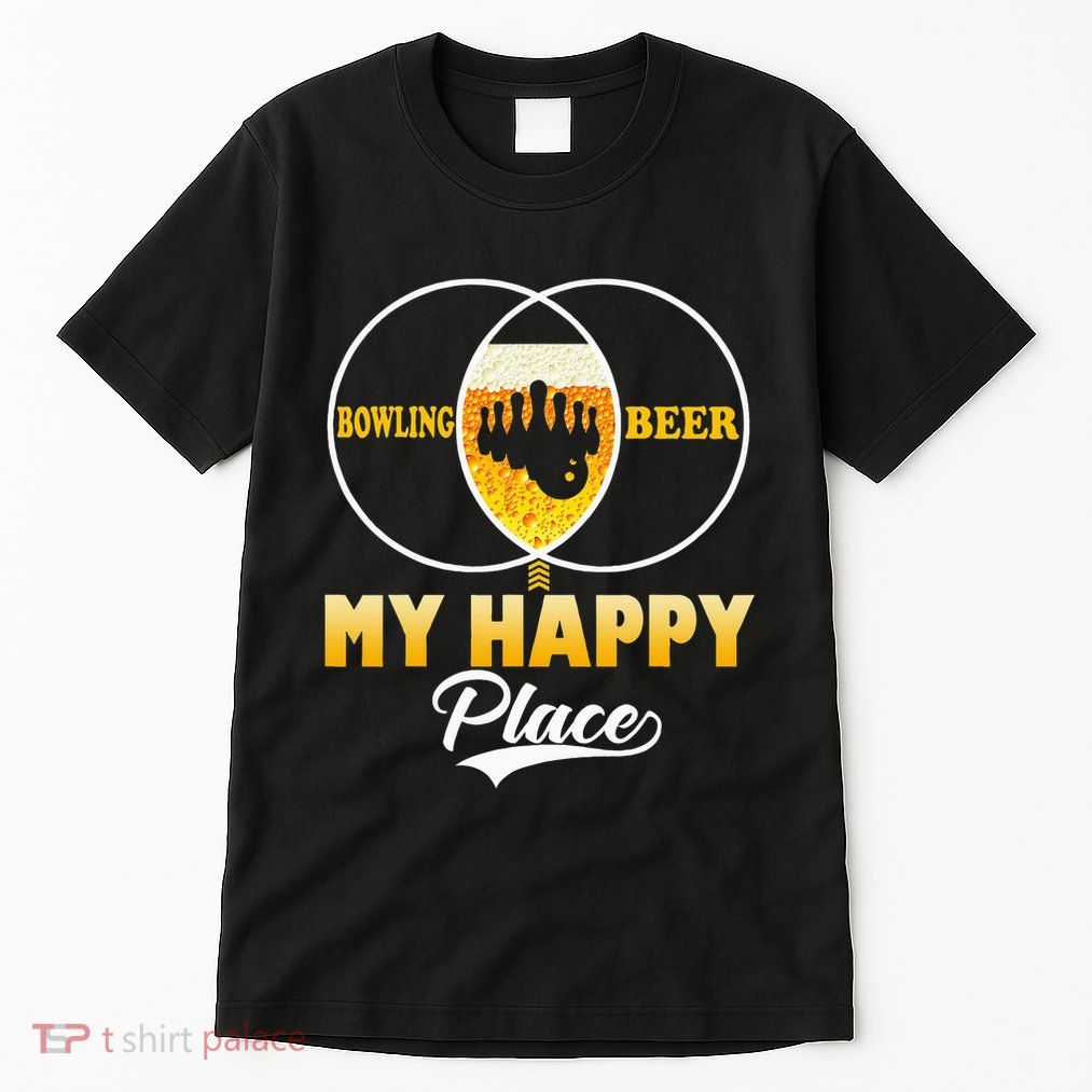 Bowling Beer My Happy Place Funny Perfect Gift Tall T-Shirt