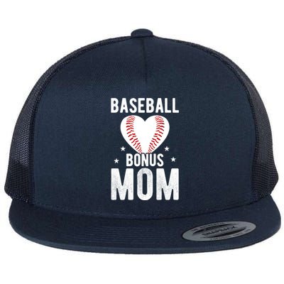 Baseball Bonus Mom Step Mom Ball Heart Team Mother's Day Funny Gift Flat Bill Trucker Hat