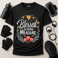 Blessed Beyond Measure Cute Floral Christian Cooling Performance Crew T-Shirt