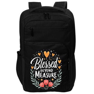 Blessed Beyond Measure Cute Floral Christian Impact Tech Backpack