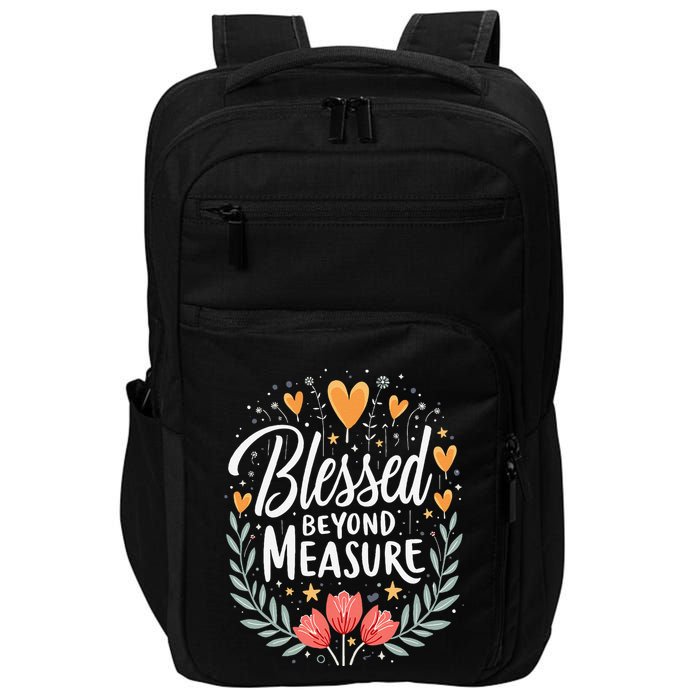 Blessed Beyond Measure Cute Floral Christian Impact Tech Backpack