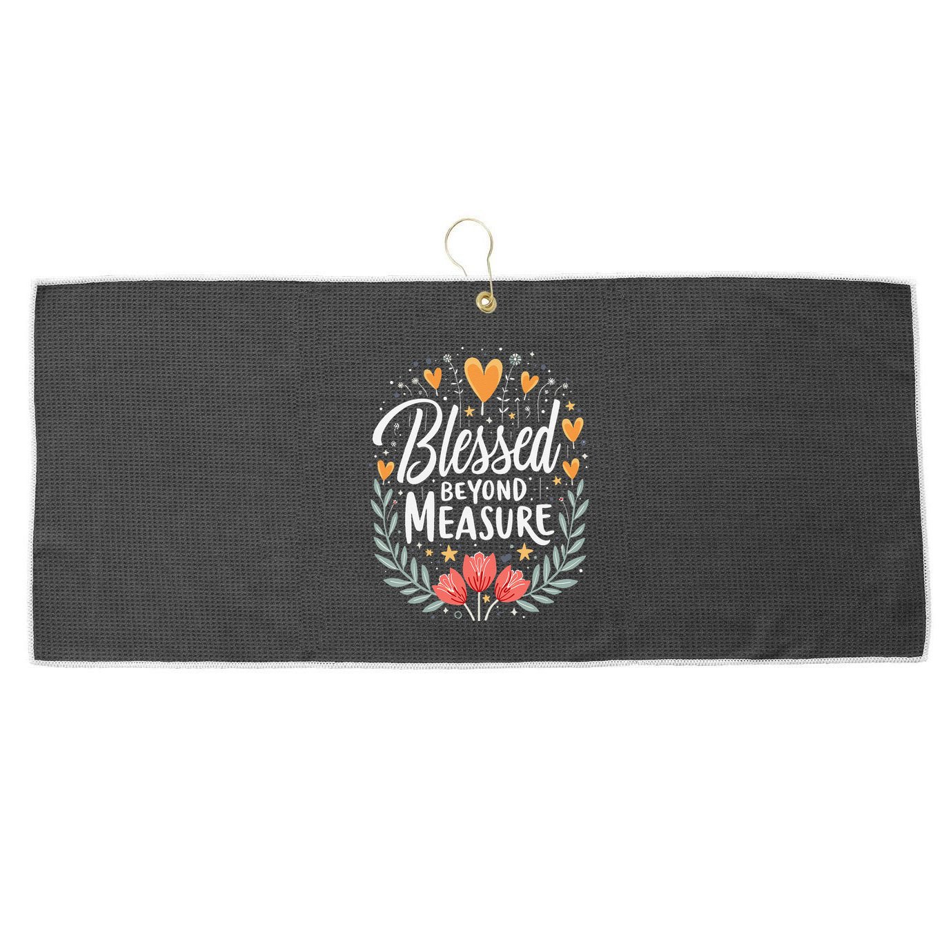 Blessed Beyond Measure Cute Floral Christian Large Microfiber Waffle Golf Towel