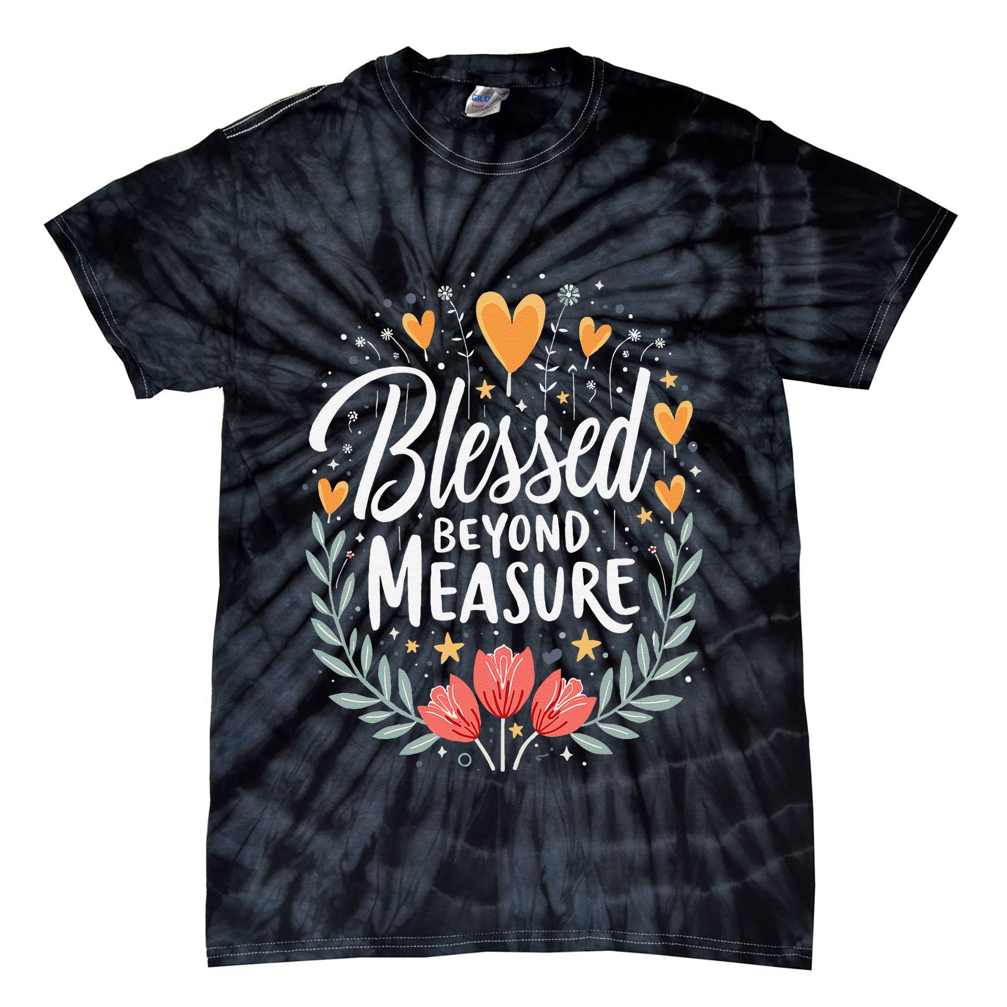 Blessed Beyond Measure Cute Floral Christian Tie-Dye T-Shirt