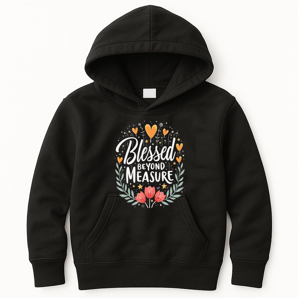 Blessed Beyond Measure Cute Floral Christian Kids Hoodie