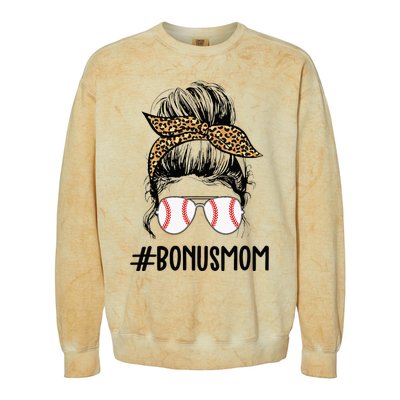 Baseball Bonus Mom Life Messy Bun Stepmom Life Messy Bun Colorblast Crewneck Sweatshirt