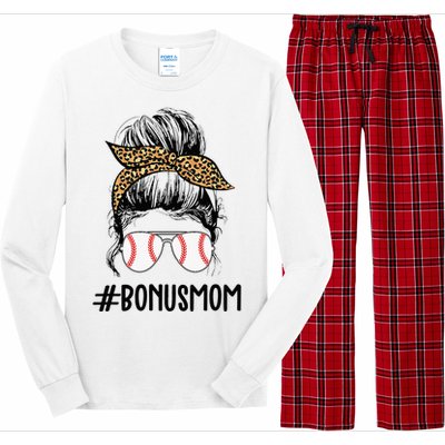 Baseball Bonus Mom Life Messy Bun Stepmom Life Messy Bun Long Sleeve Pajama Set