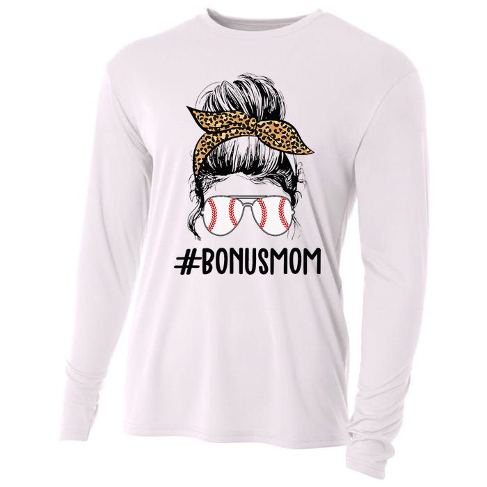 Baseball Bonus Mom Life Messy Bun Stepmom Life Messy Bun Cooling Performance Long Sleeve Crew