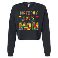 Building Block Mom Of Birthday Boy Cropped Pullover Crew