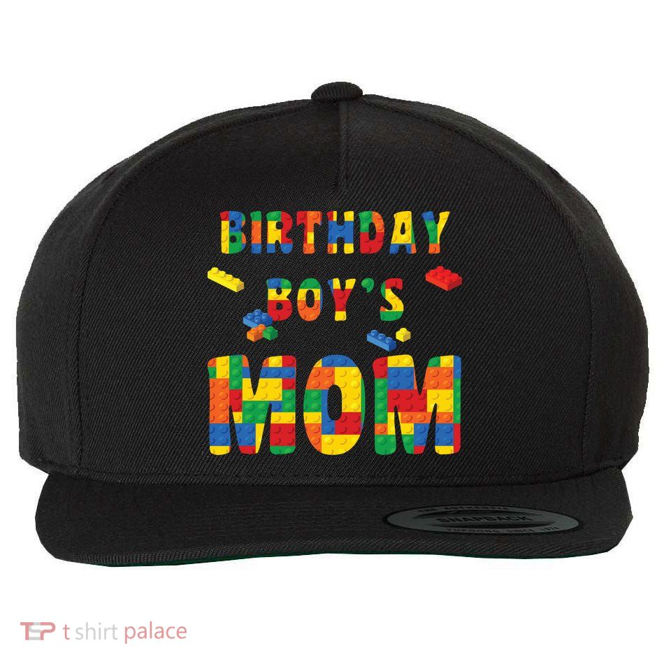 Building Block Mom Of Birthday Boy Wool Snapback Cap