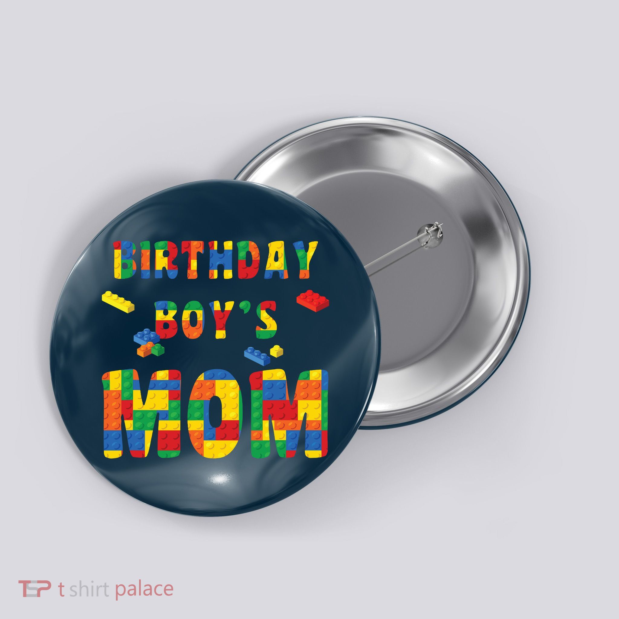 Building Block Mom Of Birthday Boy Button