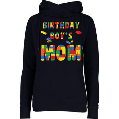 Building Block Mom Of Birthday Boy Womens Funnel Neck Pullover Hood