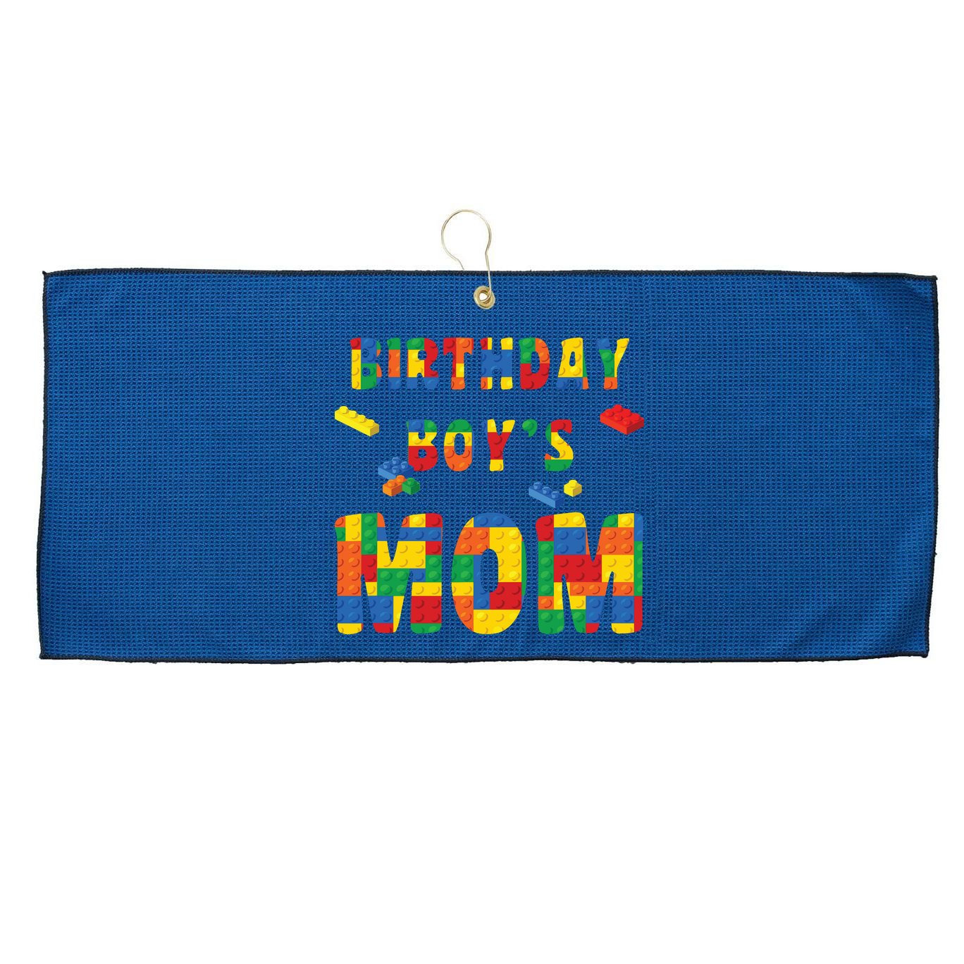 Building Block Mom Of Birthday Boy Large Microfiber Waffle Golf Towel