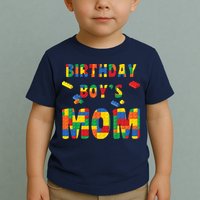 Building Block Mom Of Birthday Boy Toddler T-Shirt