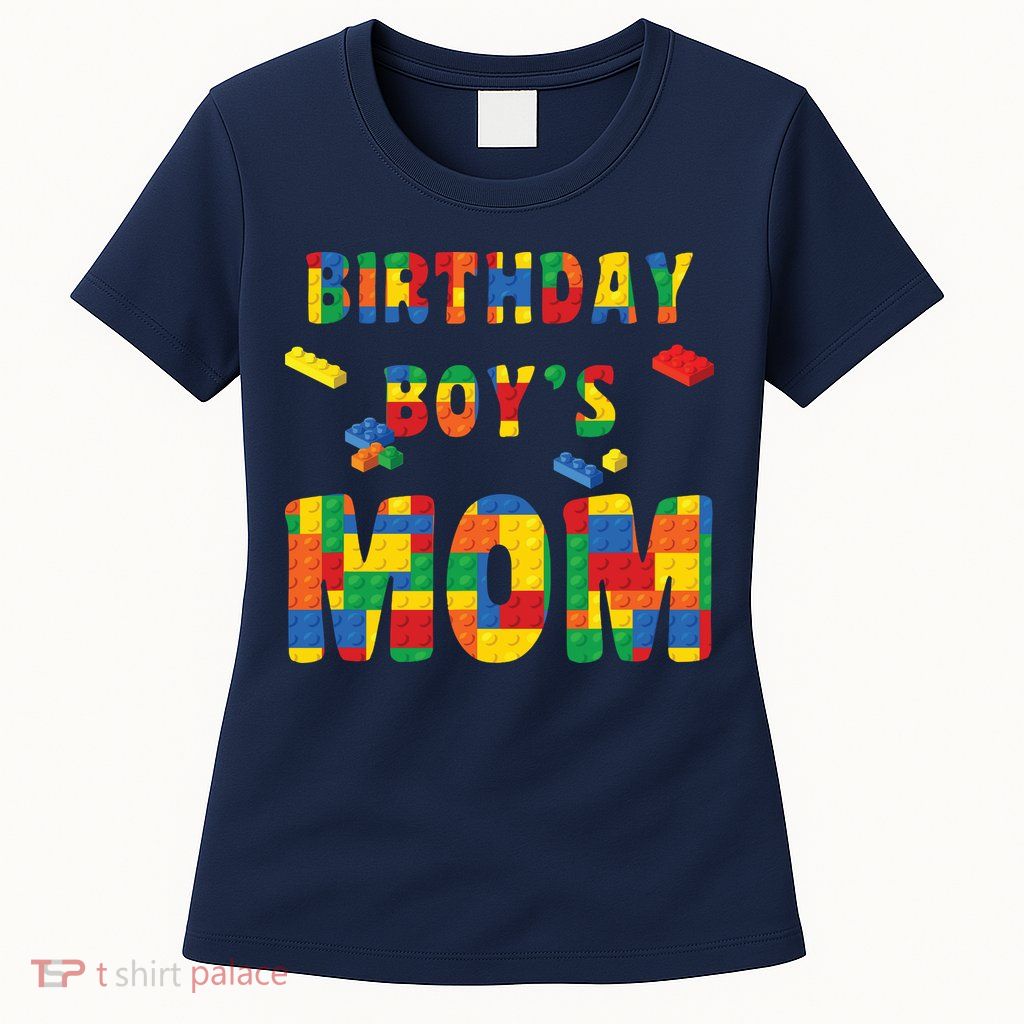 Building Block Mom Of Birthday Boy Womens T-Shirt