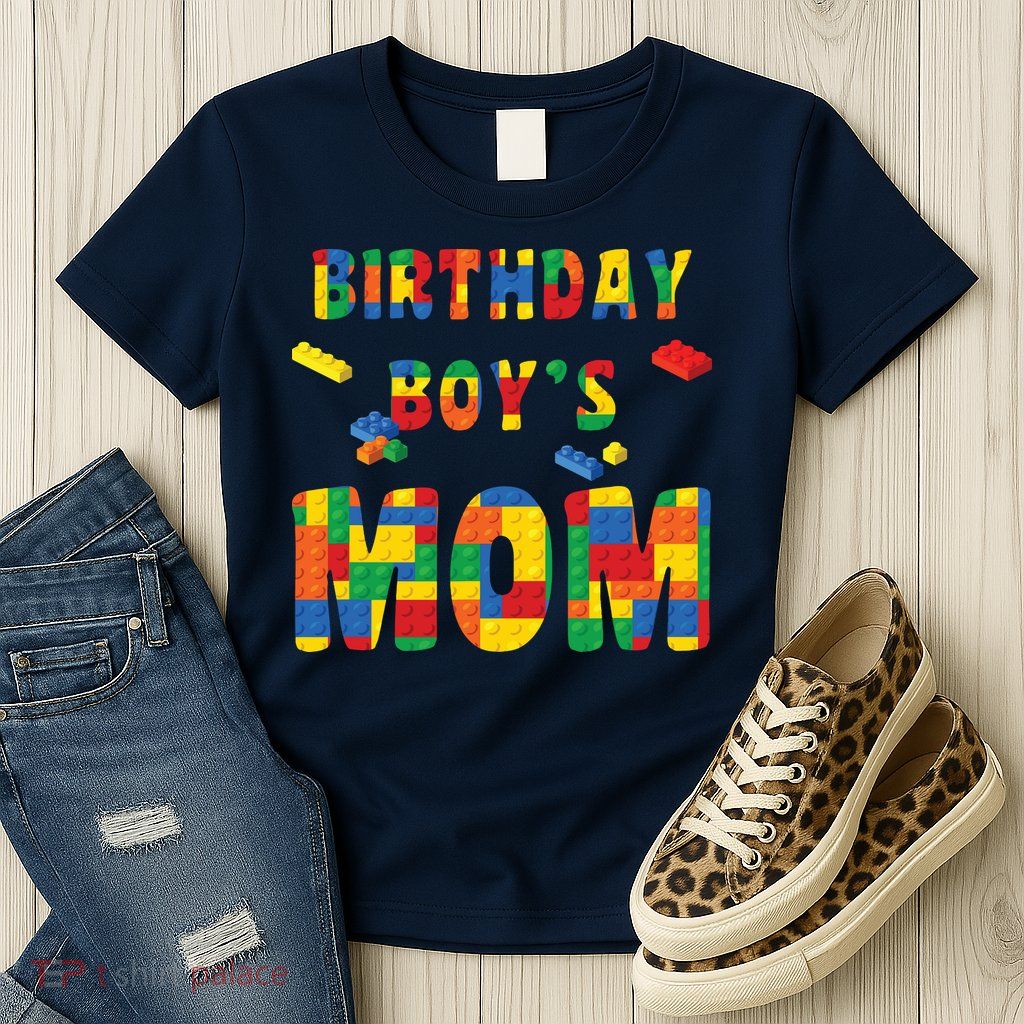 Building Block Mom Of Birthday Boy Womens T-Shirt