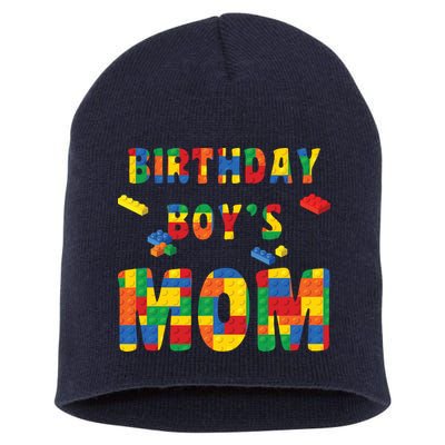 Building Block Mom Of Birthday Boy Short Acrylic Beanie
