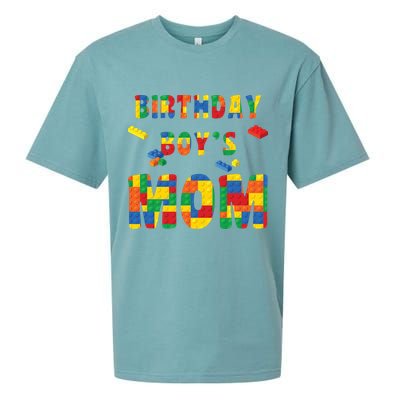 Building Block Mom Of Birthday Boy Sueded Cloud Jersey T-Shirt