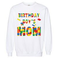 Building Block Mom Of Birthday Boy Garment-Dyed Sweatshirt