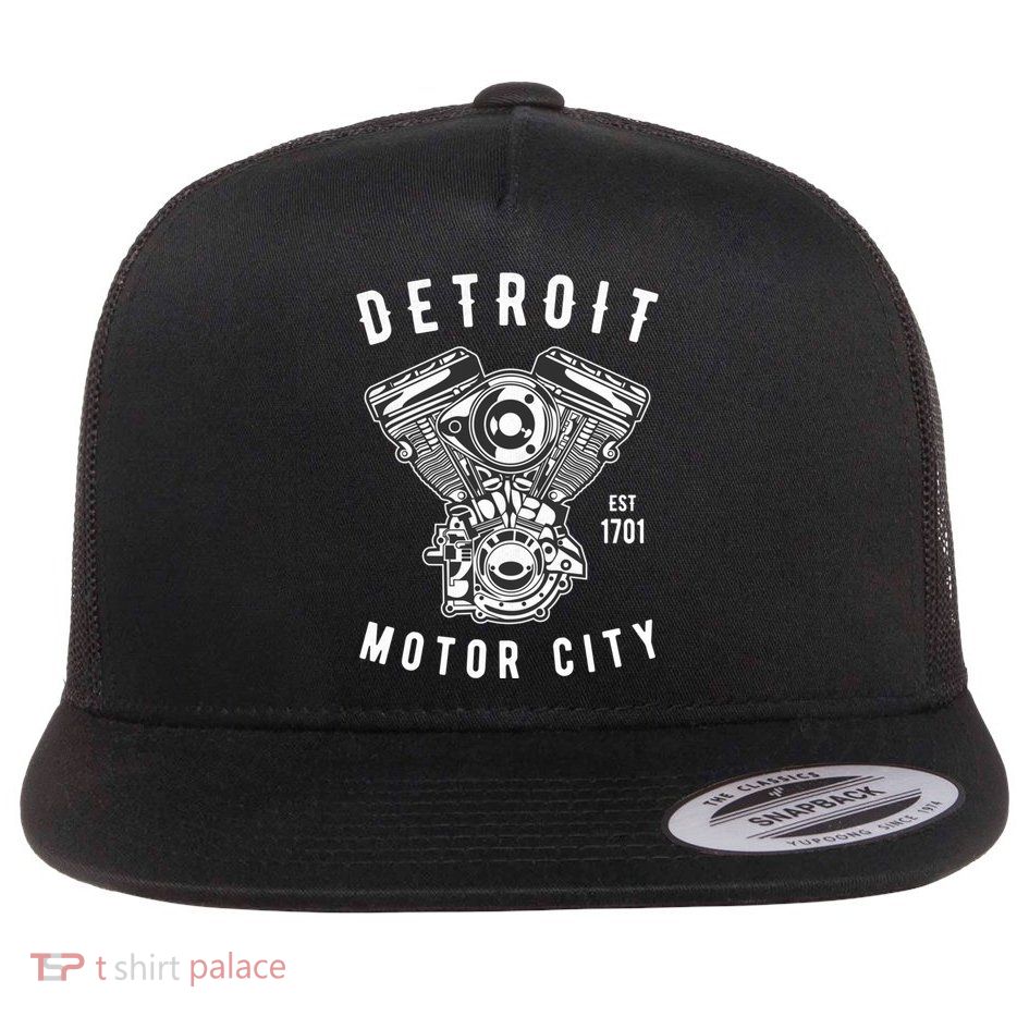 Big Block Motor City Michigan Detroit Car Lover Gift Flatbill Hat
