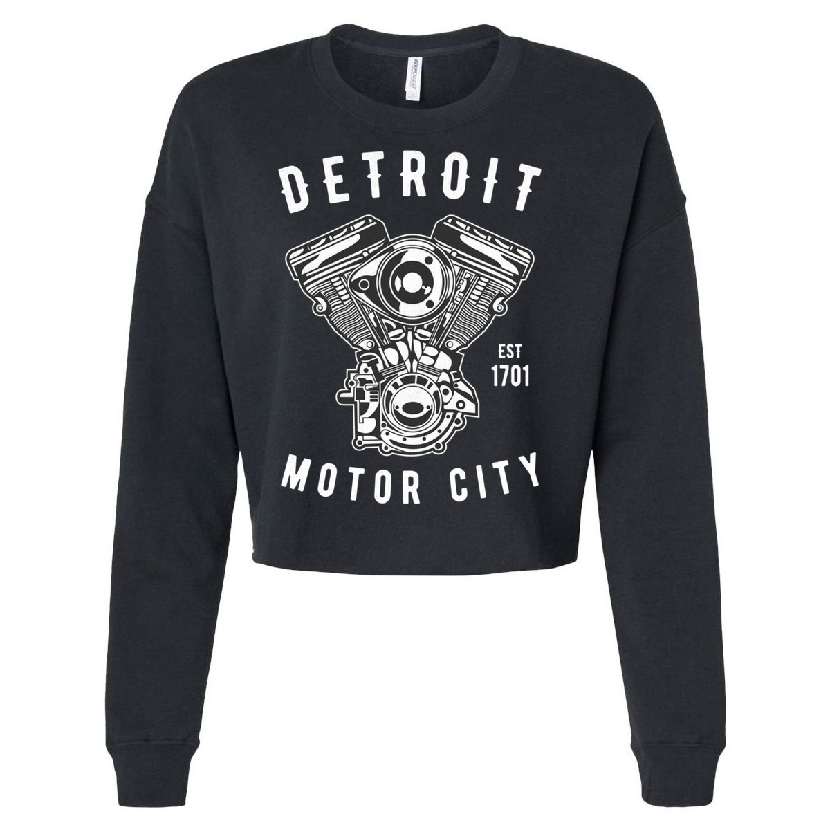 Big Block Motor City Michigan Detroit Car Lover Gift Cropped Pullover Crew