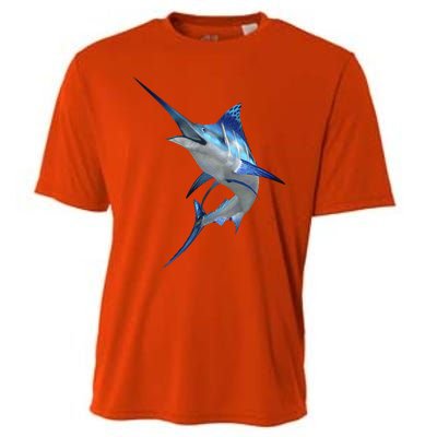 Beautiful Blue Marlin Fishing Cooling Performance Crew T-Shirt