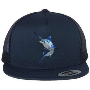 Beautiful Blue Marlin Fishing Flat Bill Trucker Hat