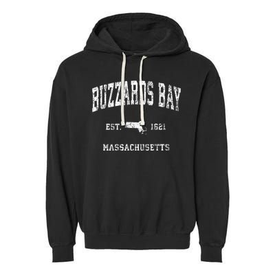 Buzzards Bay Massachusetts MA Vintage Athletic Sports Garment-Dyed Fleece Hoodie