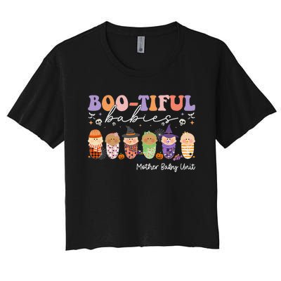 Bootiful Babies Mother Baby Unit Spooky Halloween Gift Women's Crop Top Tee