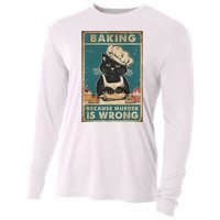 Baking Because Murder Is Wrong Black Cat Funny Cat Cooling Performance Long Sleeve Crew